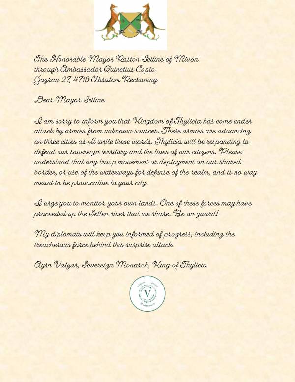 |Letter to Mivon Ambassador